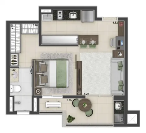 imagem 2 - Flat para alugar no Campolim com 44m² mobiliado imagem 2 - Flat para alugar no Campolim com 44m² mobiliado